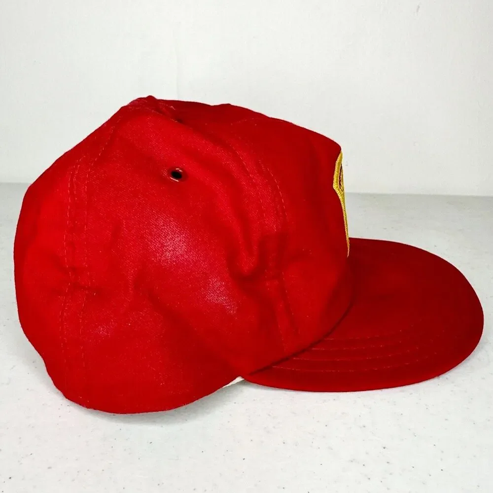 Vintage Smith &‎ Wesson Red Adjustable Snapback Hat Old Logo Patch